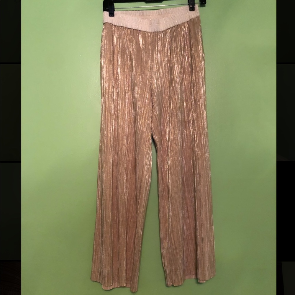Elevenses Gold Pleated Pants